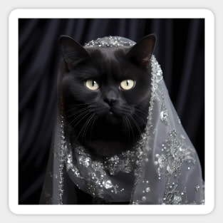 Elegant Black British Shorthair Cat Sticker
